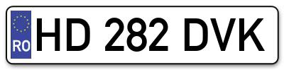 Placuta inmatriculare numar auto  HD-282-DVK, HD 282 DVK, HD282DVK