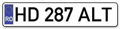 Placuta inmatriculare numar auto  HD-287-ALT, HD 287 ALT, HD287ALT