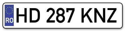 Placuta inmatriculare numar auto  HD-287-KNZ, HD 287 KNZ, HD287KNZ