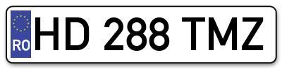 Placuta inmatriculare numar auto  HD-288-TMZ, HD 288 TMZ, HD288TMZ