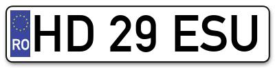 Placuta inmatriculare numar auto  HD-29-ESU, HD 29 ESU, HD29ESU
