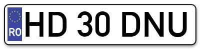 Placuta inmatriculare numar auto  HD-30-DNU, HD 30 DNU, HD30DNU