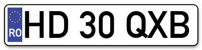 Placuta inmatriculare numar auto  HD-30-QXB, HD 30 QXB, HD30QXB