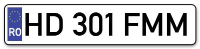 Placuta inmatriculare numar auto  HD-301-FMM, HD 301 FMM, HD301FMM