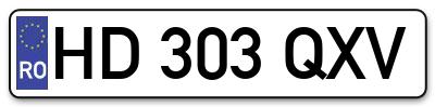 Placuta inmatriculare numar auto  HD-303-QXV, HD 303 QXV, HD303QXV