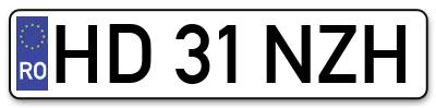 Placuta inmatriculare numar auto  HD-31-NZH, HD 31 NZH, HD31NZH