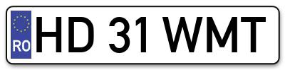 Placuta inmatriculare numar auto  HD-31-WMT, HD 31 WMT, HD31WMT