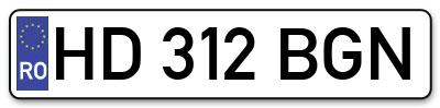 Placuta inmatriculare numar auto  HD-312-BGN, HD 312 BGN, HD312BGN