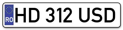 Placuta inmatriculare numar auto  HD-312-USD, HD 312 USD, HD312USD