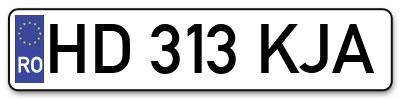Placuta inmatriculare numar auto  HD-313-KJA, HD 313 KJA, HD313KJA