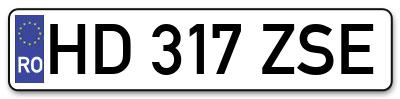Placuta inmatriculare numar auto  HD-317-ZSE, HD 317 ZSE, HD317ZSE