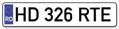Placuta inmatriculare numar auto  HD-326-RTE, HD 326 RTE, HD326RTE