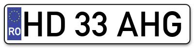 Placuta inmatriculare numar auto  HD-33-AHG, HD 33 AHG, HD33AHG