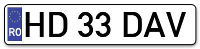 Placuta inmatriculare numar auto  HD-33-DAV, HD 33 DAV, HD33DAV