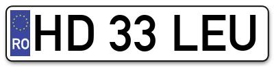 Placuta inmatriculare numar auto  HD-33-LEU, HD 33 LEU, HD33LEU