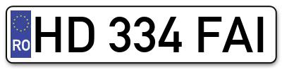 Placuta inmatriculare numar auto  HD-334-FAI, HD 334 FAI, HD334FAI