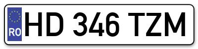 Placuta inmatriculare numar auto  HD-346-TZM, HD 346 TZM, HD346TZM