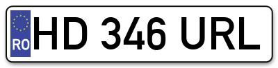 Placuta inmatriculare numar auto  HD-346-URL, HD 346 URL, HD346URL