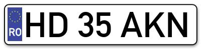 Placuta inmatriculare numar auto  HD-35-AKN, HD 35 AKN, HD35AKN