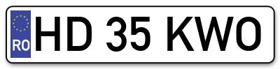 Placuta inmatriculare numar auto  HD-35-KWO, HD 35 KWO, HD35KWO