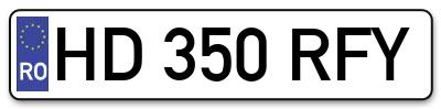 Placuta inmatriculare numar auto  HD-350-RFY, HD 350 RFY, HD350RFY
