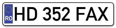 Placuta inmatriculare numar auto  HD-352-FAX, HD 352 FAX, HD352FAX