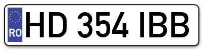 Placuta inmatriculare numar auto  HD-354-IBB, HD 354 IBB, HD354IBB