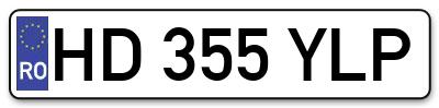 Placuta inmatriculare numar auto  HD-355-YLP, HD 355 YLP, HD355YLP