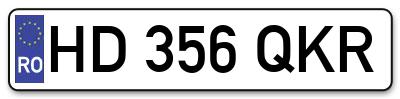 Placuta inmatriculare numar auto  HD-356-QKR, HD 356 QKR, HD356QKR