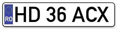 Placuta inmatriculare numar auto  HD-36-ACX, HD 36 ACX, HD36ACX