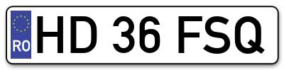 Placuta inmatriculare numar auto  HD-36-FSQ, HD 36 FSQ, HD36FSQ