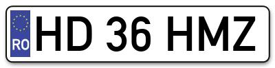 Placuta inmatriculare numar auto  HD-36-HMZ, HD 36 HMZ, HD36HMZ
