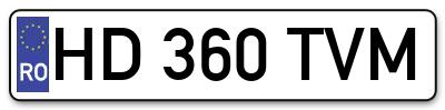 Placuta inmatriculare numar auto  HD-360-TVM, HD 360 TVM, HD360TVM