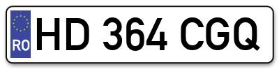 Placuta inmatriculare numar auto  HD-364-CGQ, HD 364 CGQ, HD364CGQ
