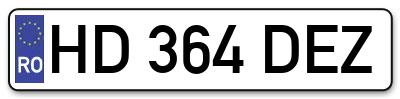 Placuta inmatriculare numar auto  HD-364-DEZ, HD 364 DEZ, HD364DEZ