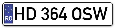 Placuta inmatriculare numar auto  HD-364-OSW, HD 364 OSW, HD364OSW
