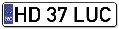 Placuta inmatriculare numar auto  HD-37-LUC, HD 37 LUC, HD37LUC