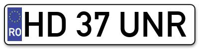 Placuta inmatriculare numar auto  HD-37-UNR, HD 37 UNR, HD37UNR