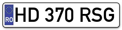 Placuta inmatriculare numar auto  HD-370-RSG, HD 370 RSG, HD370RSG