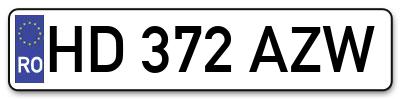 Placuta inmatriculare numar auto  HD-372-AZW, HD 372 AZW, HD372AZW