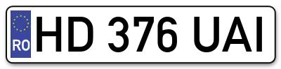 Placuta inmatriculare numar auto  HD-376-UAI, HD 376 UAI, HD376UAI