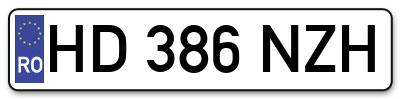 Placuta inmatriculare numar auto  HD-386-NZH, HD 386 NZH, HD386NZH