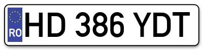 Placuta inmatriculare numar auto  HD-386-YDT, HD 386 YDT, HD386YDT