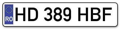 Placuta inmatriculare numar auto  HD-389-HBF, HD 389 HBF, HD389HBF