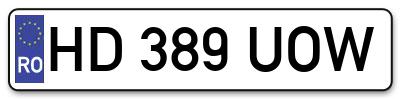 Placuta inmatriculare numar auto  HD-389-UOW, HD 389 UOW, HD389UOW