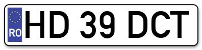 Placuta inmatriculare numar auto  HD-39-DCT, HD 39 DCT, HD39DCT