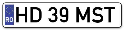 Placuta inmatriculare numar auto  HD-39-MST, HD 39 MST, HD39MST