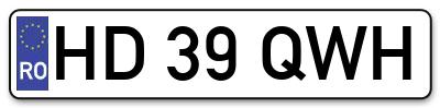 Placuta inmatriculare numar auto  HD-39-QWH, HD 39 QWH, HD39QWH