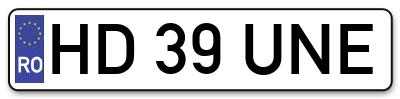 Placuta inmatriculare numar auto  HD-39-UNE, HD 39 UNE, HD39UNE
