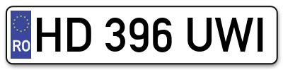 Placuta inmatriculare numar auto  HD-396-UWI, HD 396 UWI, HD396UWI